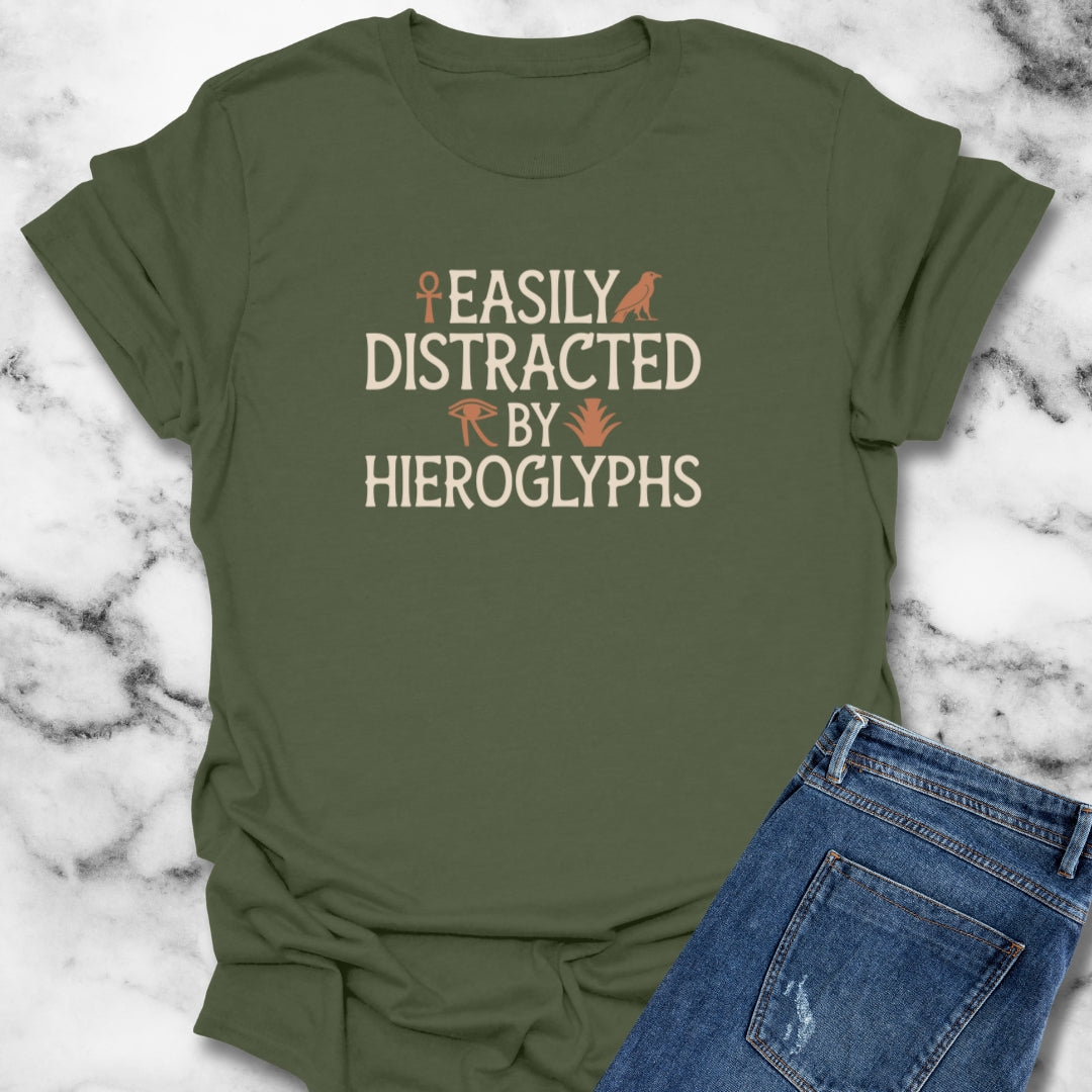 Easily Distracted by Hieroglyphs Egyptian Unisex Lightweight T-Shirt