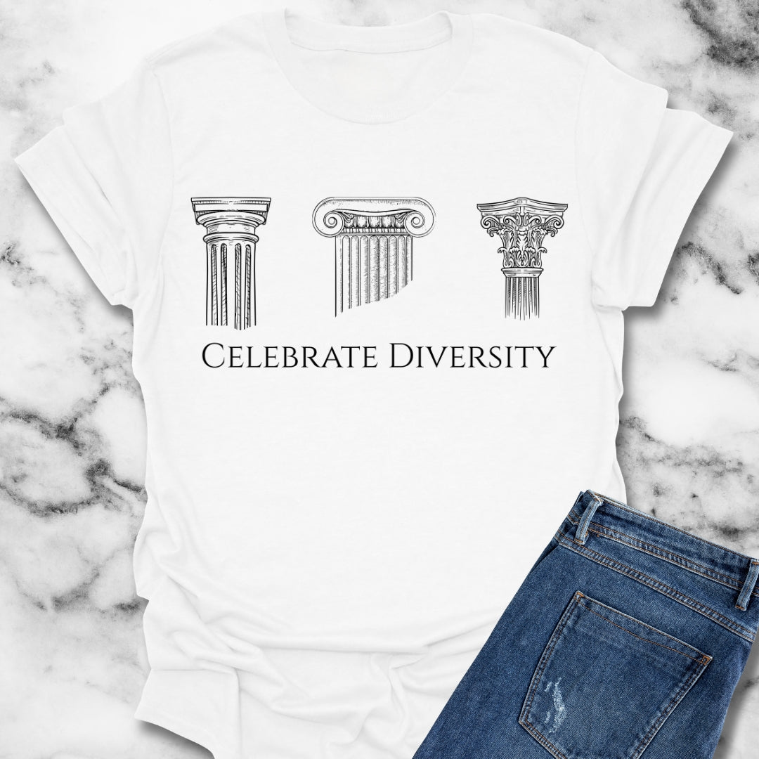 Celebrate Diversity Ancient Greek Columns Ionic Doric Corinthian T-Shirt