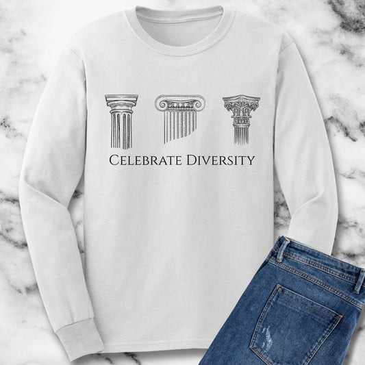 Celebrate Diversity Greek Columns Doric Ionic Corinthian Unisex Long Sleeve Tee