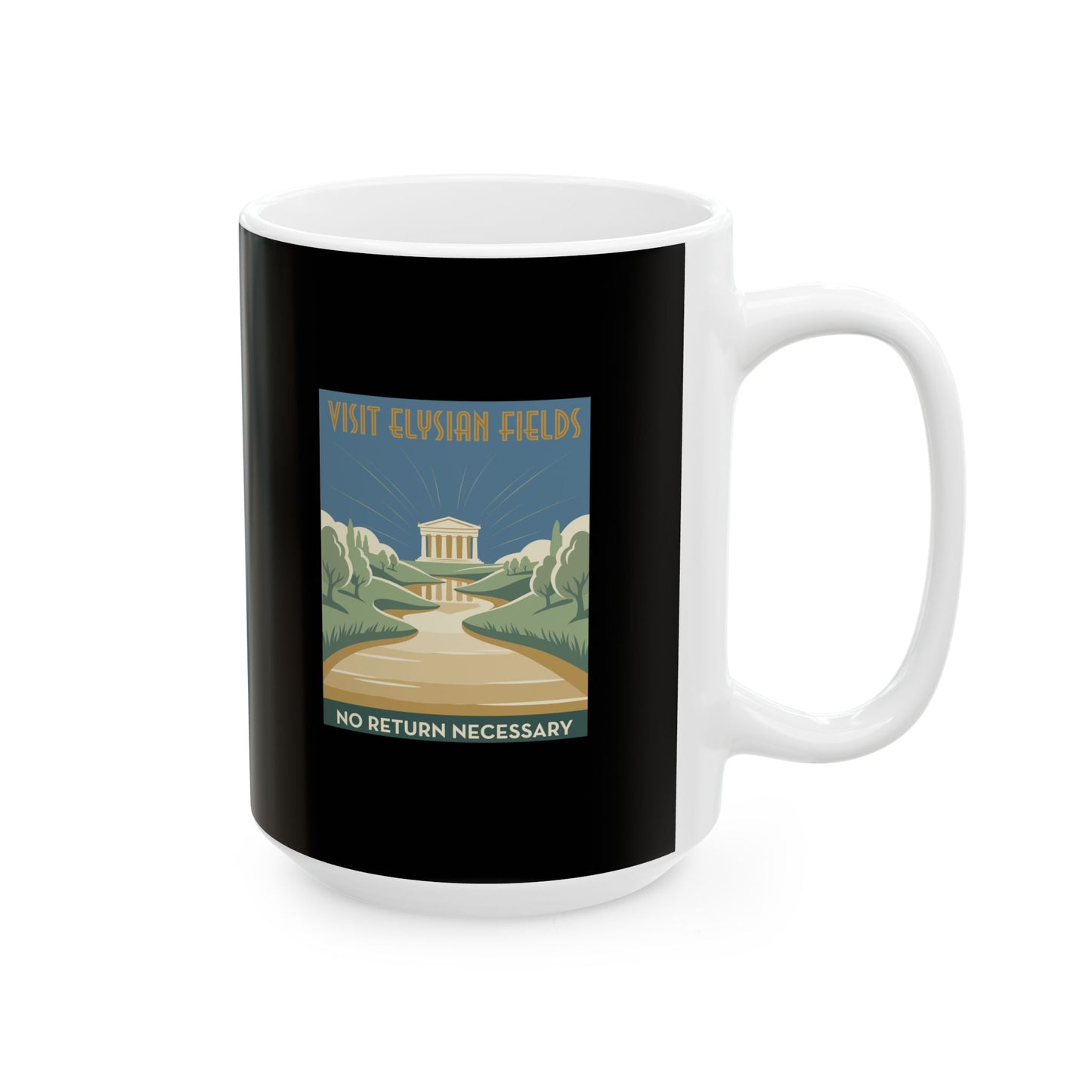 Visit Elysian Fields Retro Tourism Ceramic Mug, (11oz, 15oz)