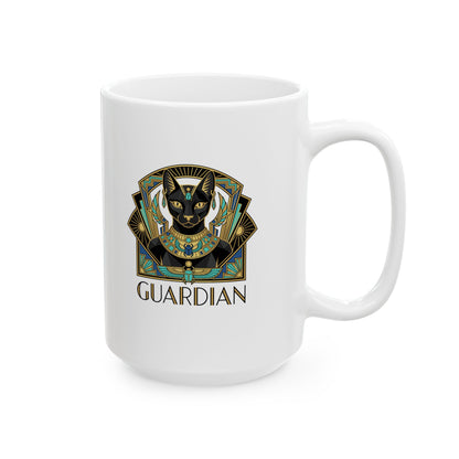 Bastet Guardian Art Deco Ceramic Mug, (11oz, 15oz)