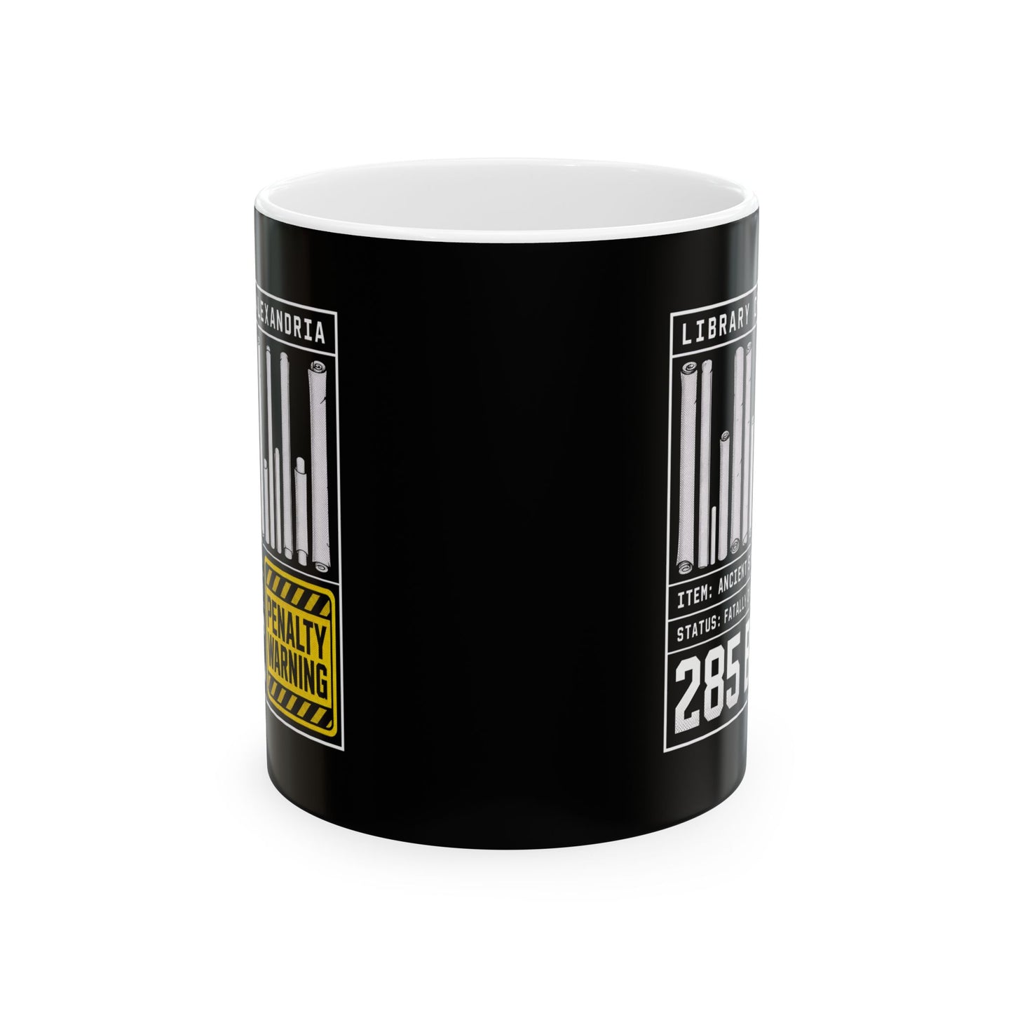 Library of Alexandria Fatally Overdue Scroll Ceramic Mug, (11oz, 15oz)