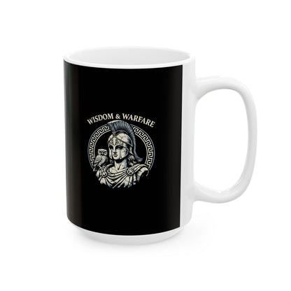 Athena Wisdom Warfare Owl Ceramic Mug, (11oz, 15oz)