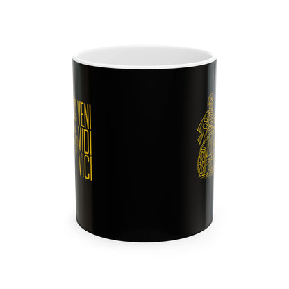 Veni Vidi Vici Line Art Charioteer Ceramic Mug, (11oz, 15oz)