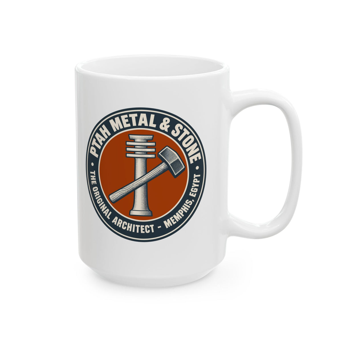 Ptah Metal & Stone Ceramic Mug, (11oz, 15oz)