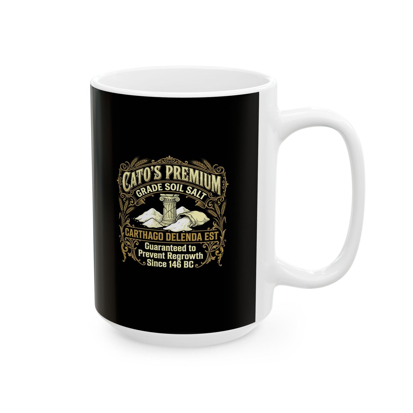 Cato Premium Salt Carthago Delenda Est Ceramic Mug, (11oz, 15oz)