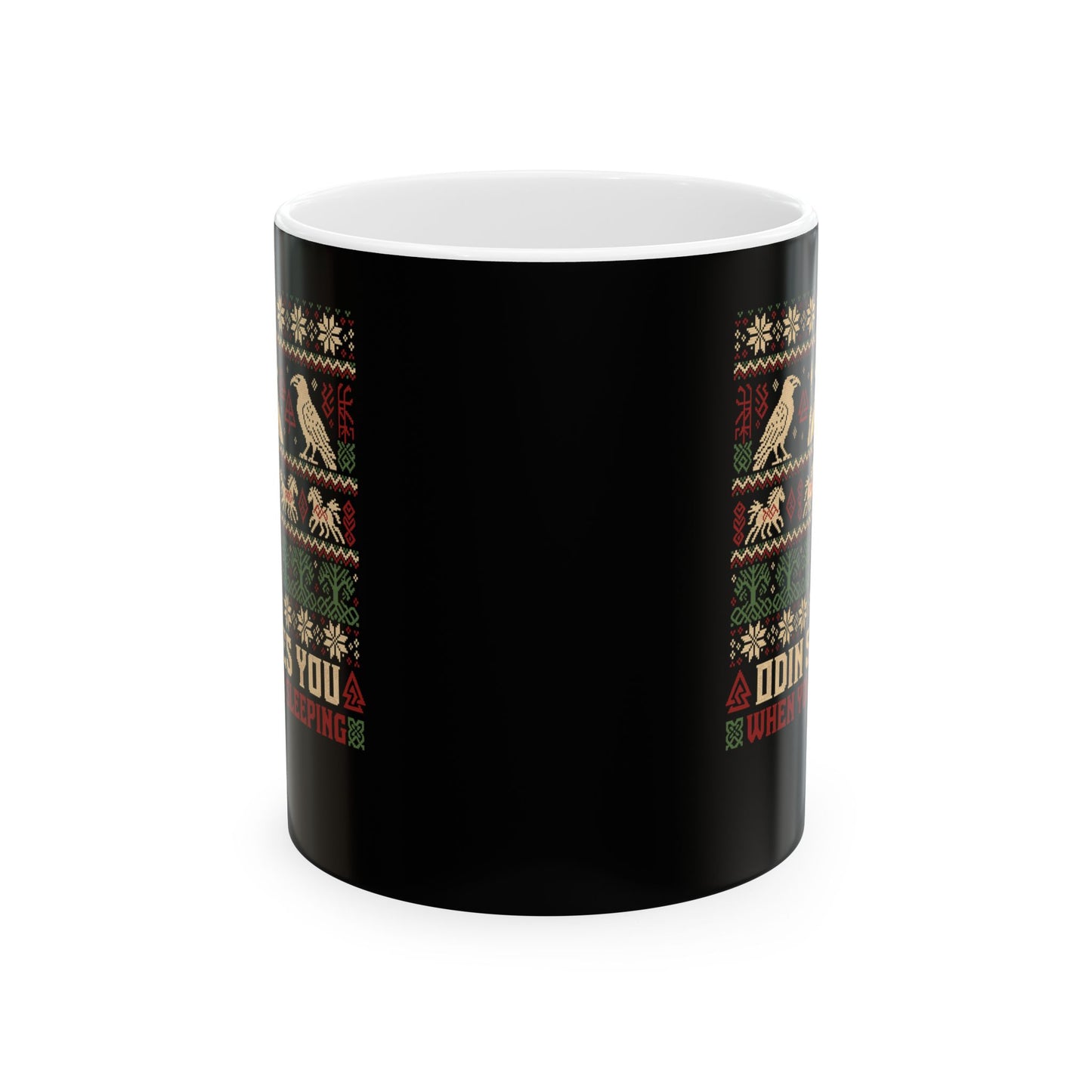 Odin Ugly Christmas Sweater Style Ceramic Mug, (11oz, 15oz)