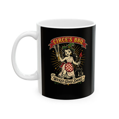 Circe's BBQ Wicked Good Smoke Ceramic Mug, (11oz, 15oz)