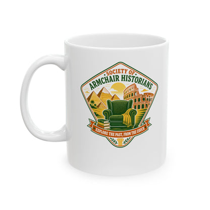 Society of Armchair Historians Badge Style Ceramic Mug, (11oz, 15oz)
