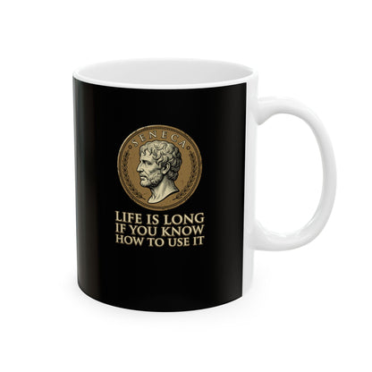 Seneca Life Is Long Quote Coin Ceramic Mug, (11oz, 15oz)