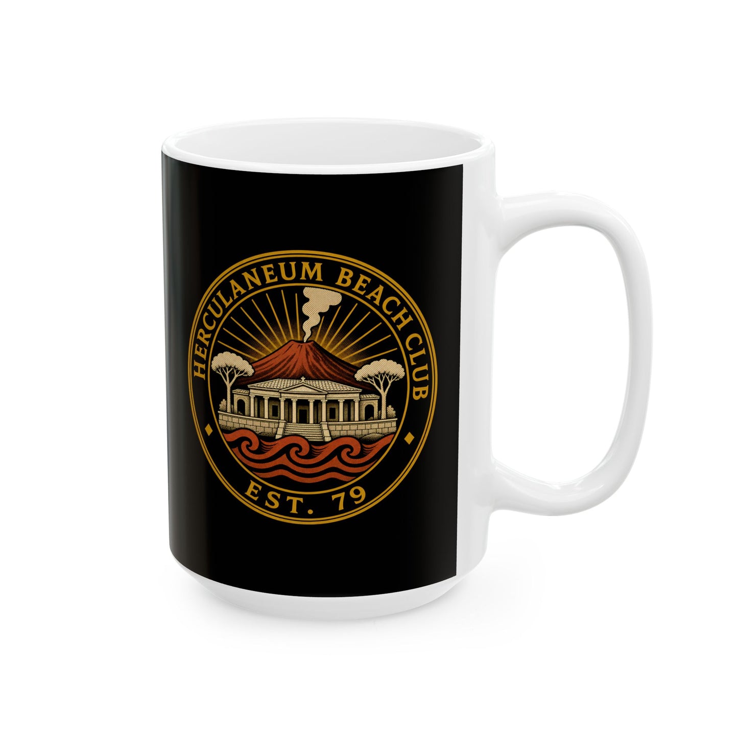 Herculaneum Beach Club Est 79 Ceramic Mug, (11oz, 15oz)
