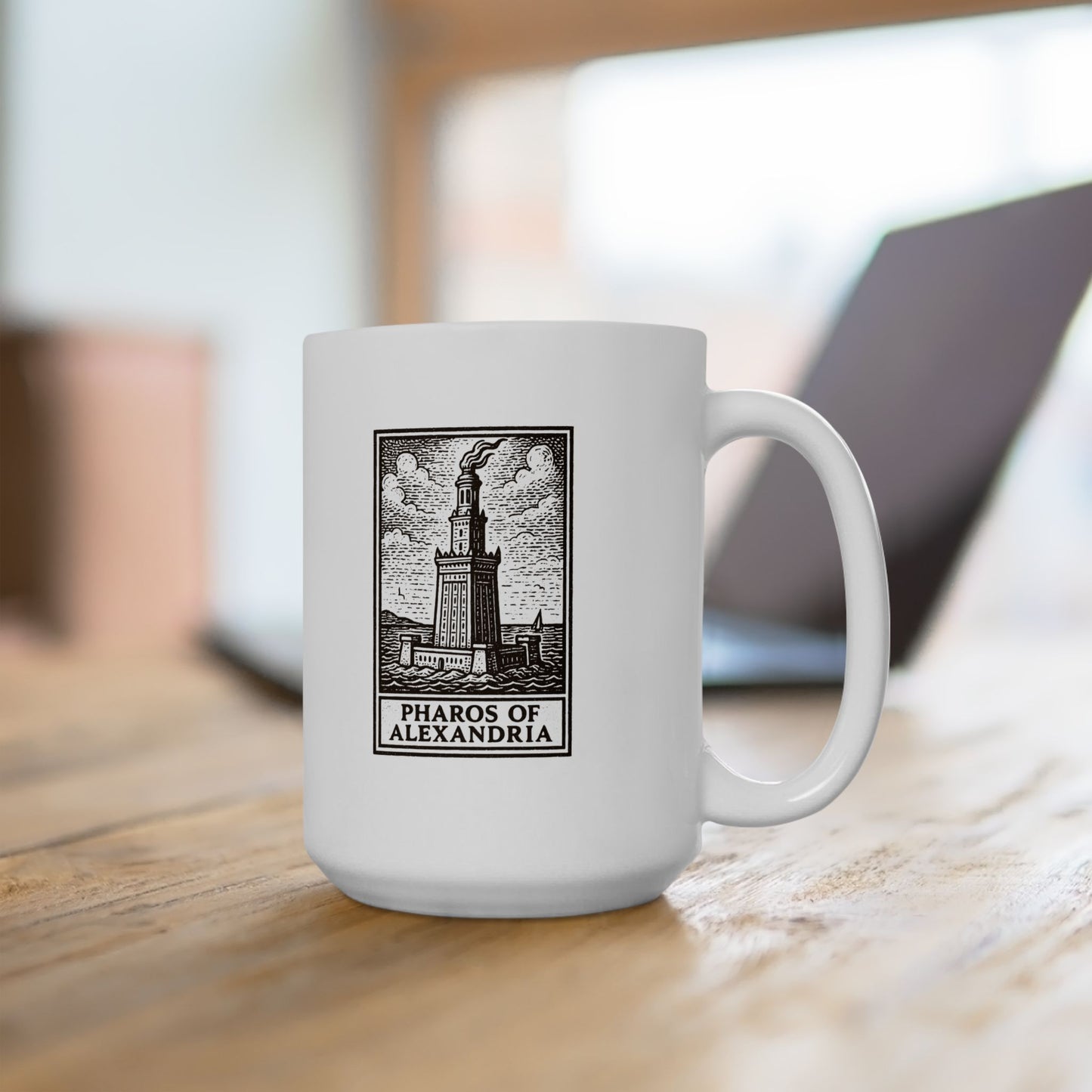 Pharos Stamp Ceramic Mug, (11oz, 15oz)