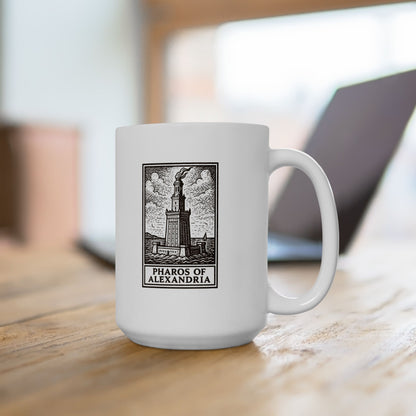 Pharos Stamp Ceramic Mug, (11oz, 15oz)
