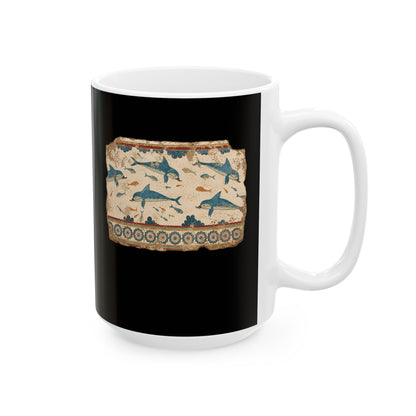 Minoan Dolphin Fresco Fragment Ceramic Mug, (11oz, 15oz)