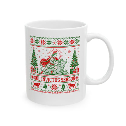 Sol Invictus Season Ugly Sweater Style Ceramic Mug, (11oz, 15oz)