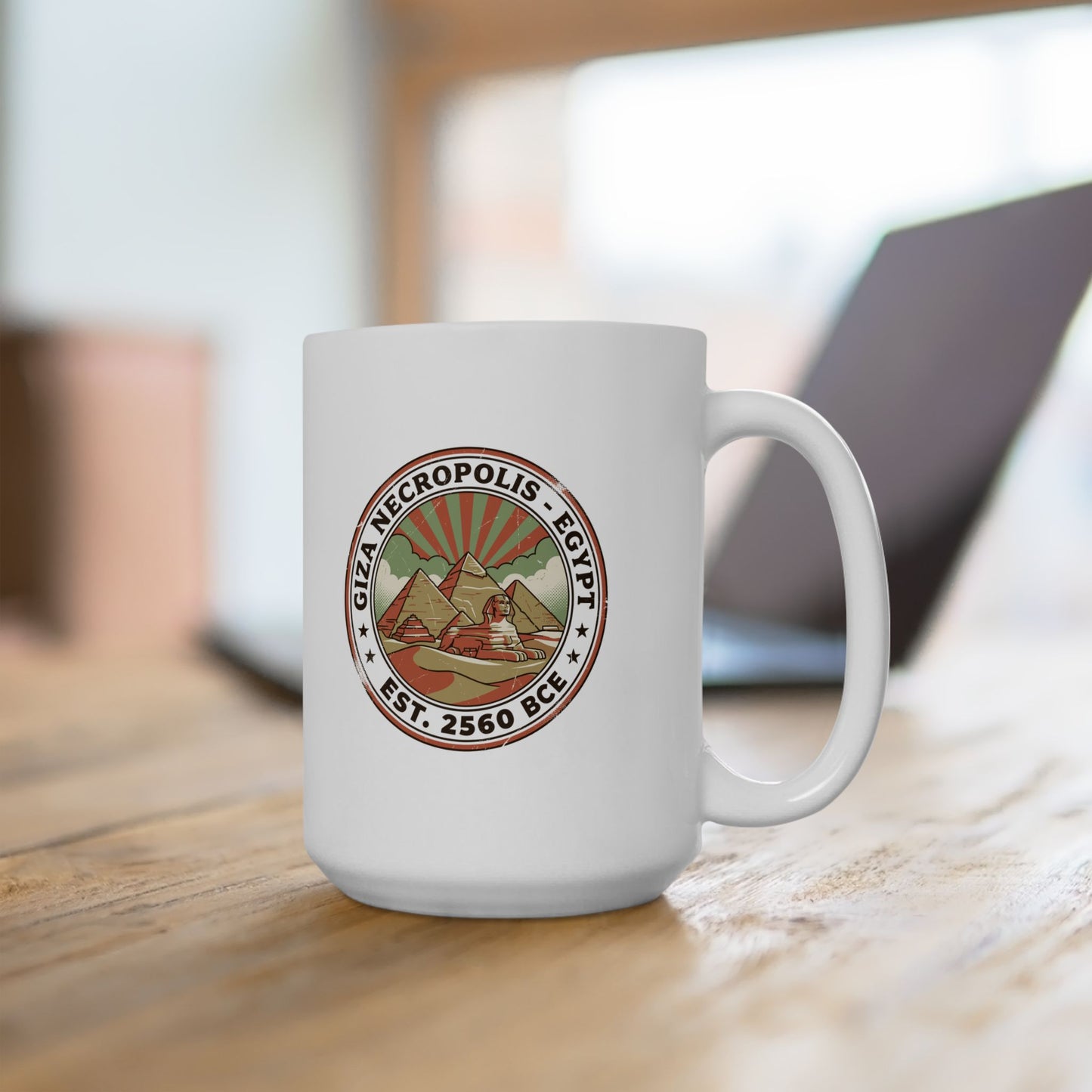 Giza Pyramids Necropolis Ceramic Mug, (11oz, 15oz)