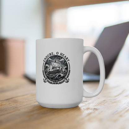 Odysseus Endure o Heart Quote Ceramic Mug, (11oz, 15oz)