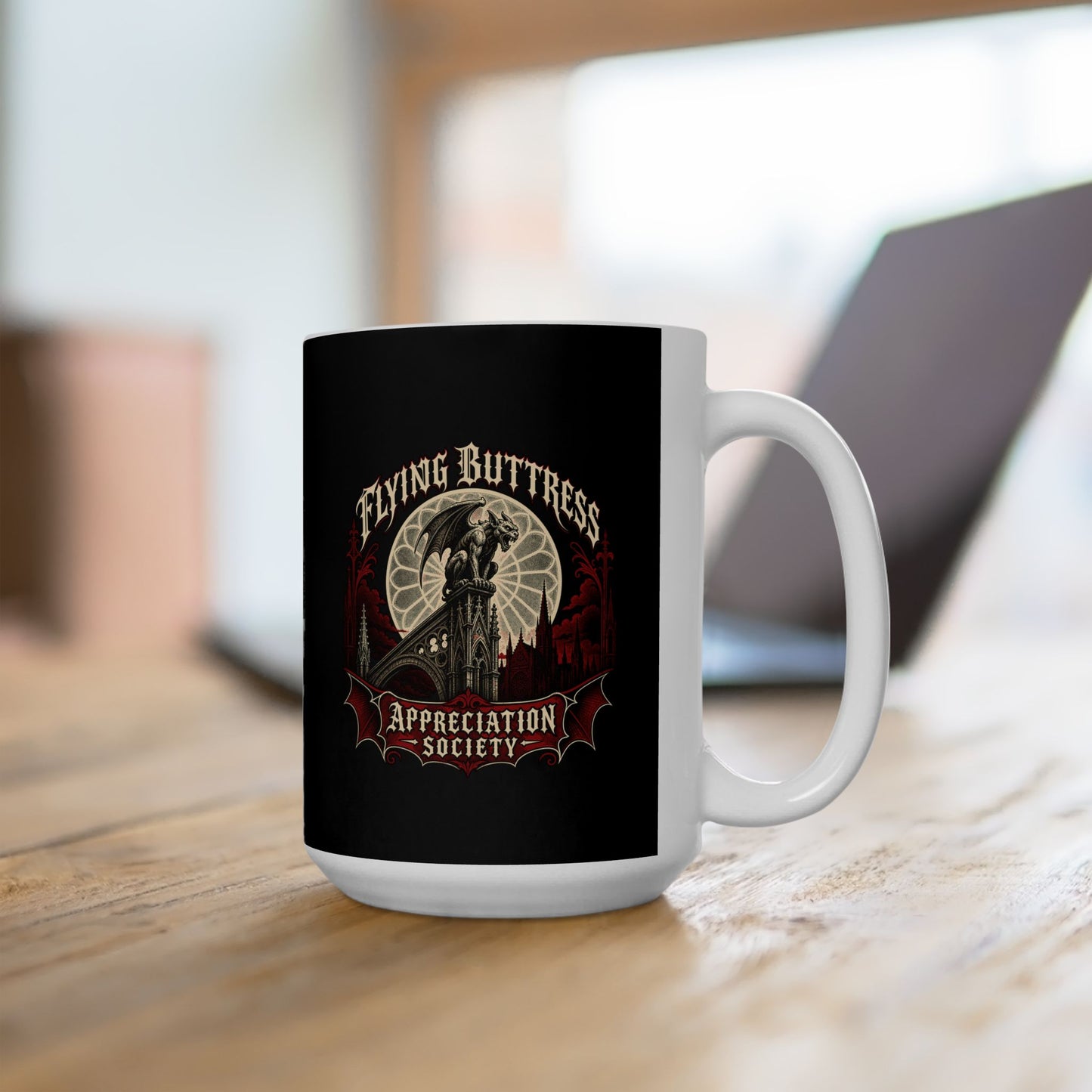 Flying Buttress Appreciation Society Gargoyle Ceramic Mug, (11oz, 15oz)