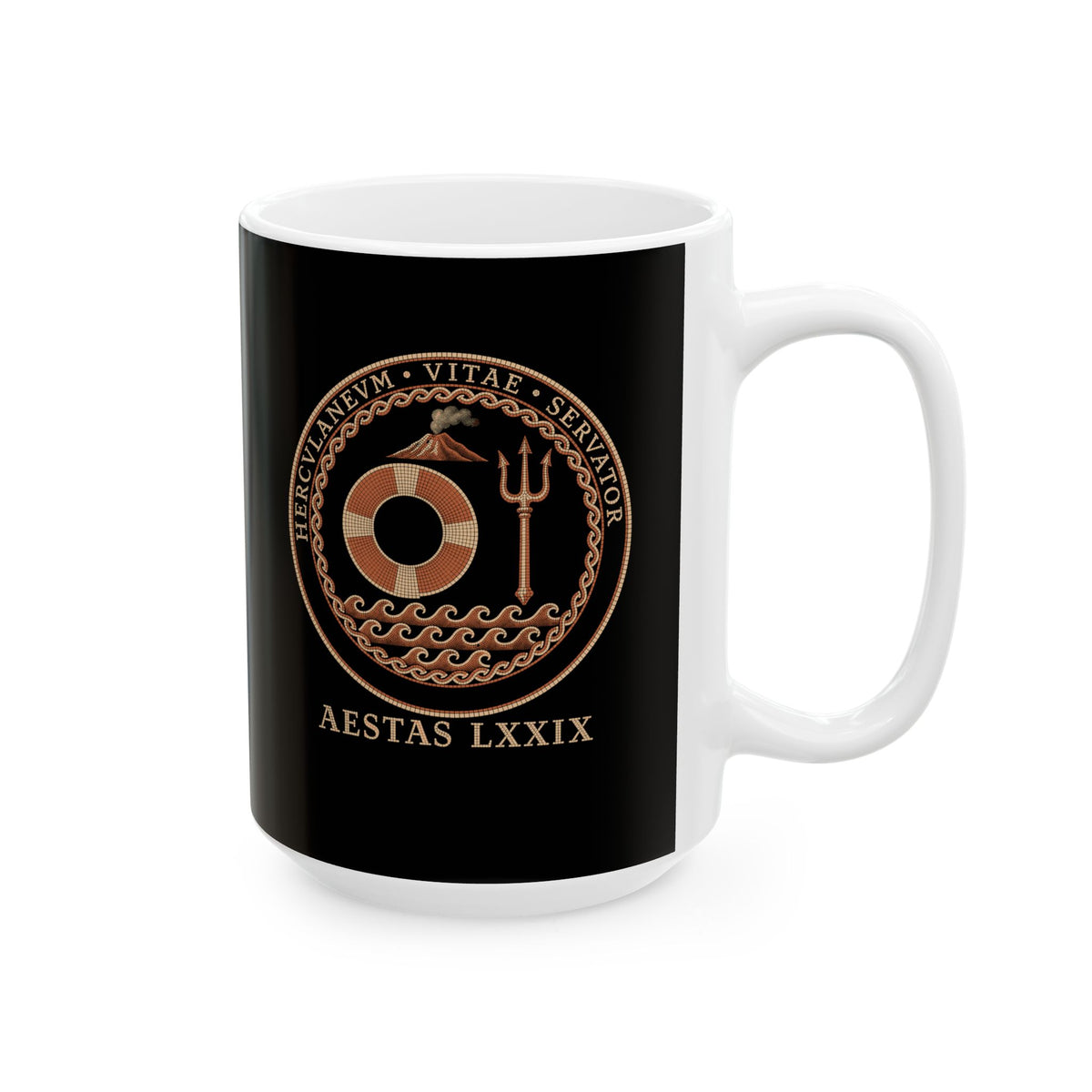 Herculaneum Lifeguard Summer 79 in Latin Ceramic Mug, (11oz, 15oz)