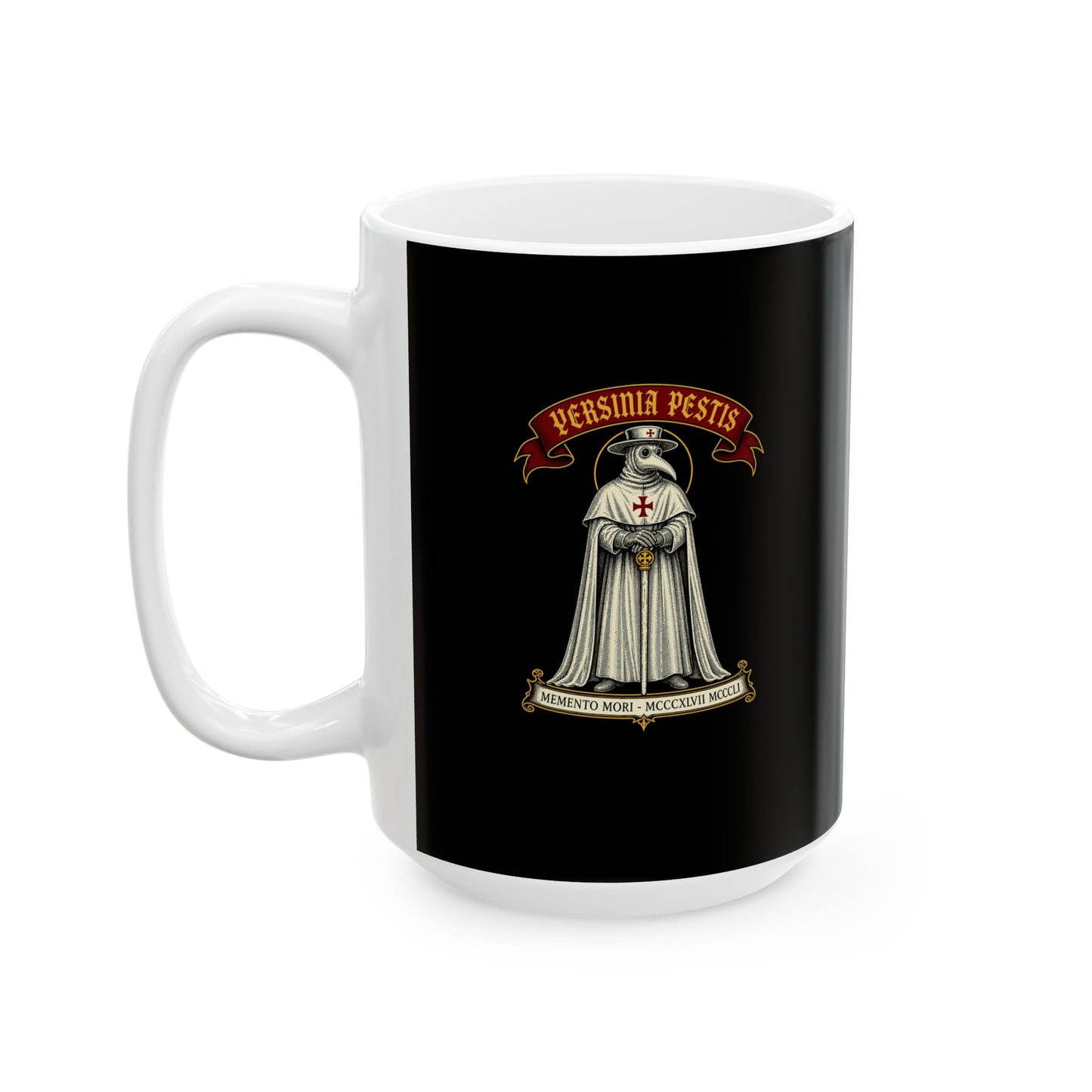 Yersinia Pestis Plague Doctor Ceramic Mug, (11oz, 15oz)