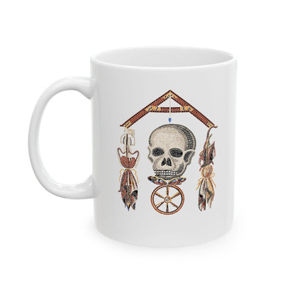 Pompeii Mosaic Mori Skull Ceramic Mug, (11oz, 15oz)