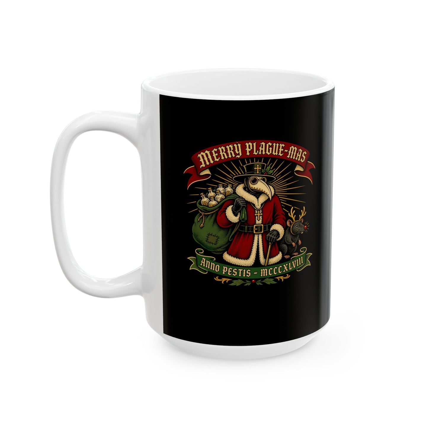 Merry Plaguemas Anno Pestis Ceramic Mug, (11oz, 15oz)