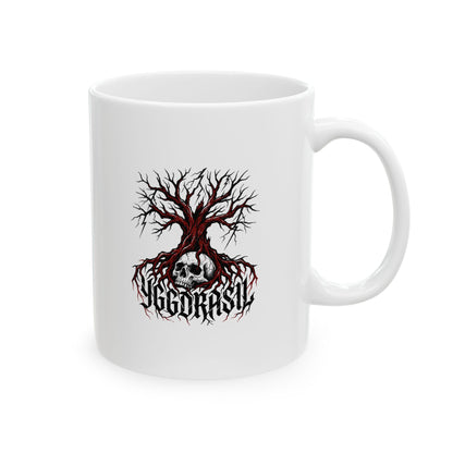 Yggdrasil Tree with Skull Ceramic Mug, (11oz, 15oz)