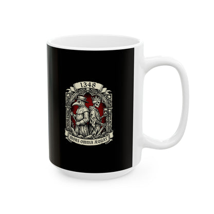 Black Plague Death Makes Equal in Latin Ceramic Mug, (11oz, 15oz)
