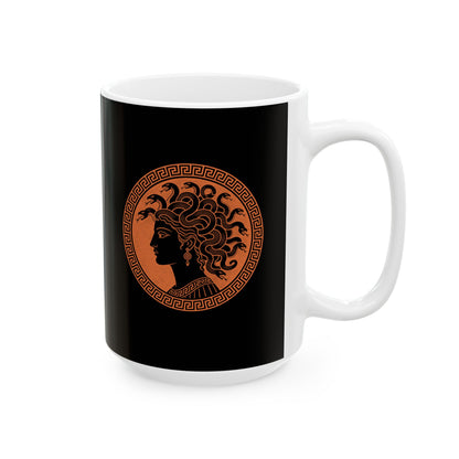 Medusa Ancient Pottery Style Ceramic Mug, (11oz, 15oz)
