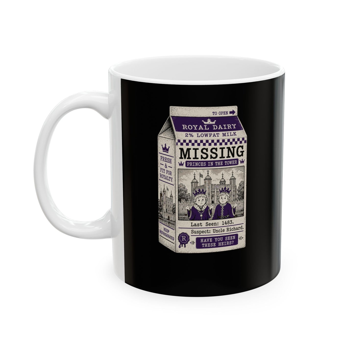 Princes in the Tower Missing Milk Carton Ceramic Mug, (11oz, 15oz)
