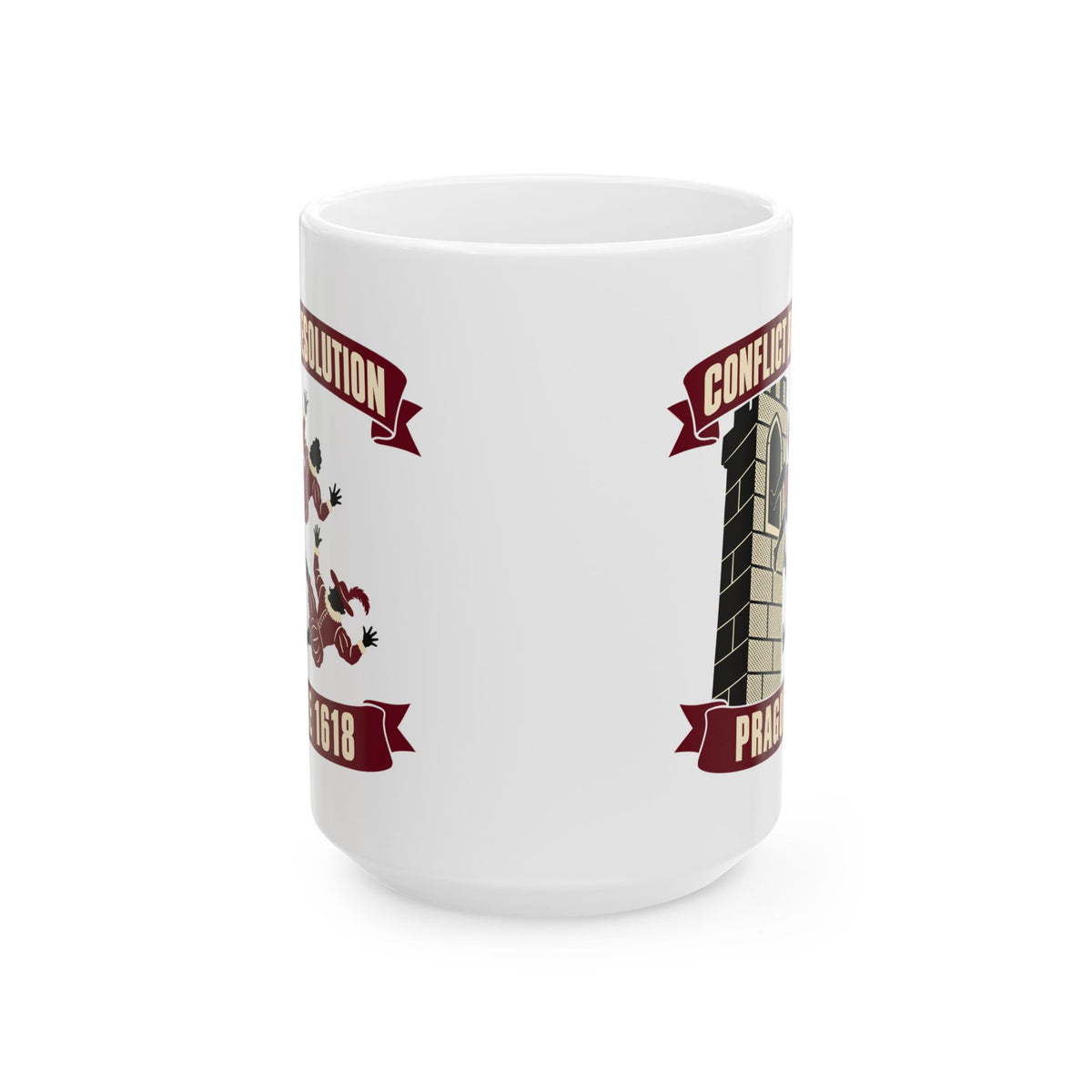 Prague Defenestration Conflict Resolution Poster Ceramic Mug, (11oz, 15oz)