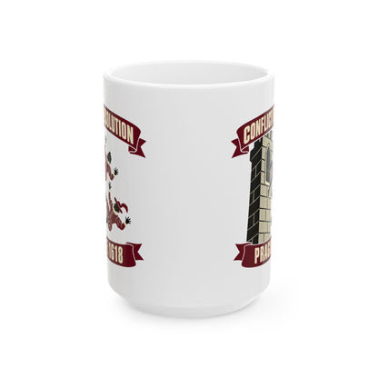 Prague Defenestration Conflict Resolution Poster Ceramic Mug, (11oz, 15oz)