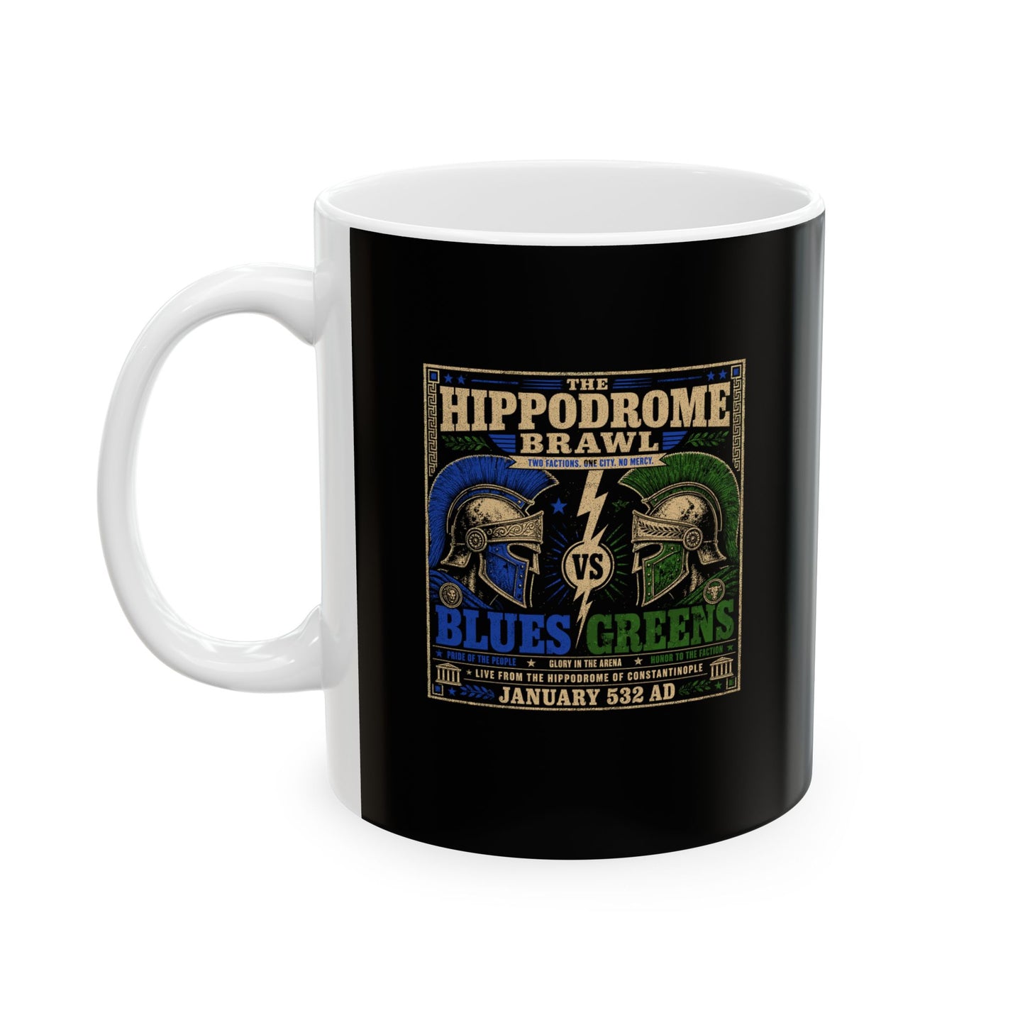 Nika Riots Blues vs Greens  Ceramic Mug, (11oz, 15oz)