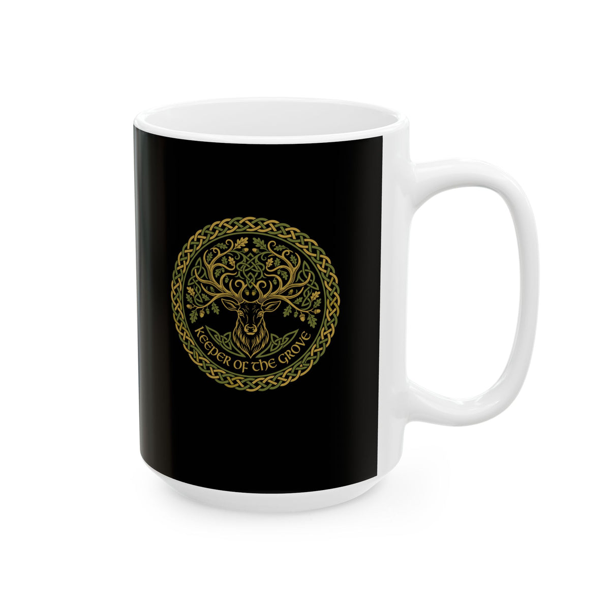 Druid Oak Deer Ceramic Mug, (11oz, 15oz)