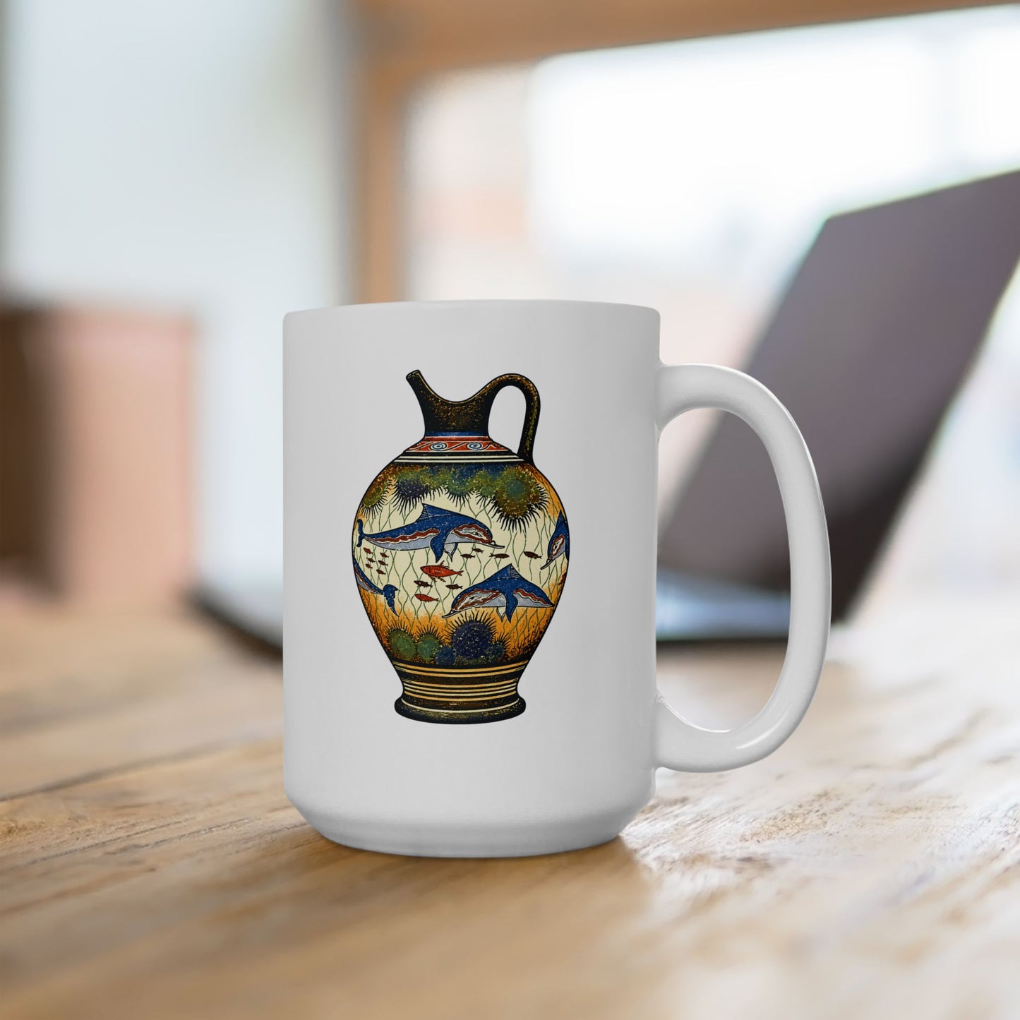 Minoan Dolphin Vase Ceramic Mug, (11oz, 15oz)