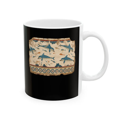 Minoan Dolphin Fresco Fragment Ceramic Mug, (11oz, 15oz)