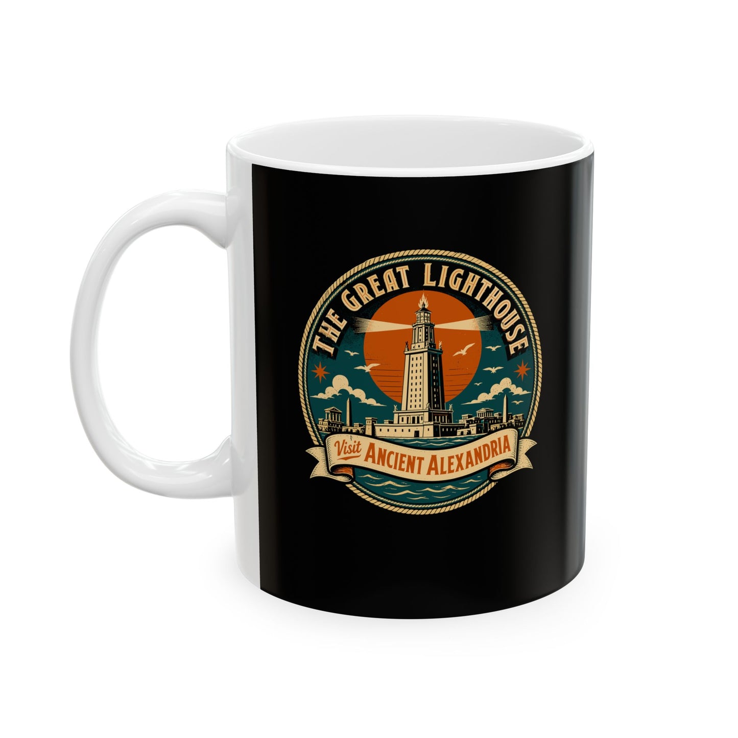 The Great Lighthouse of Alexandria Ceramic Mug, (11oz, 15oz)
