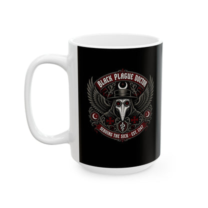 Black Plague Doctor Serving the Sick Ceramic Mug, (11oz, 15oz)