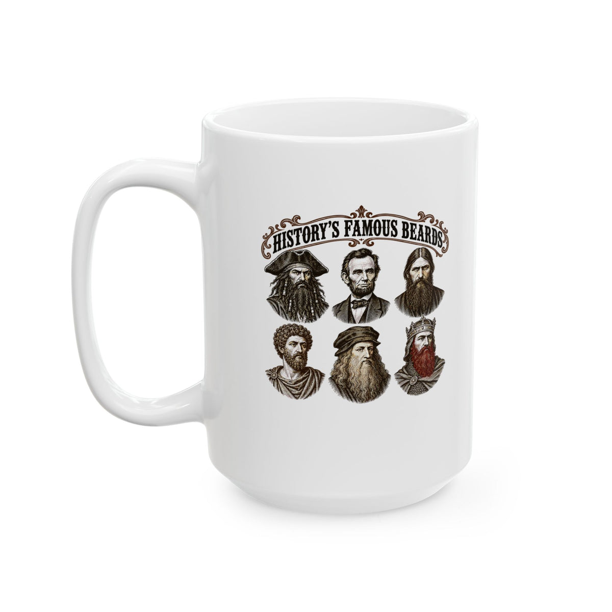History's Famous Beards Engraving Ceramic Mug, (11oz, 15oz)