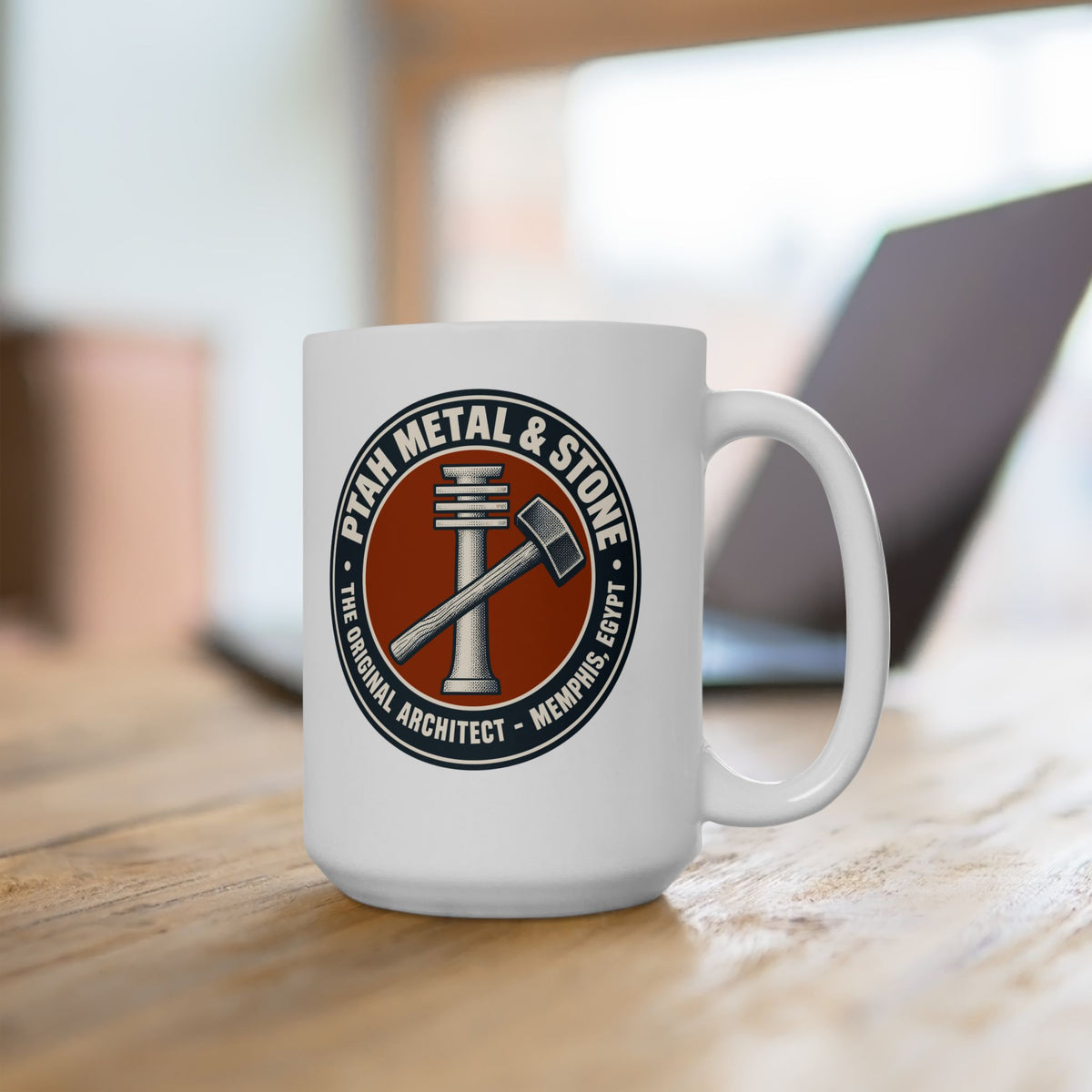 Ptah Metal & Stone Ceramic Mug, (11oz, 15oz)