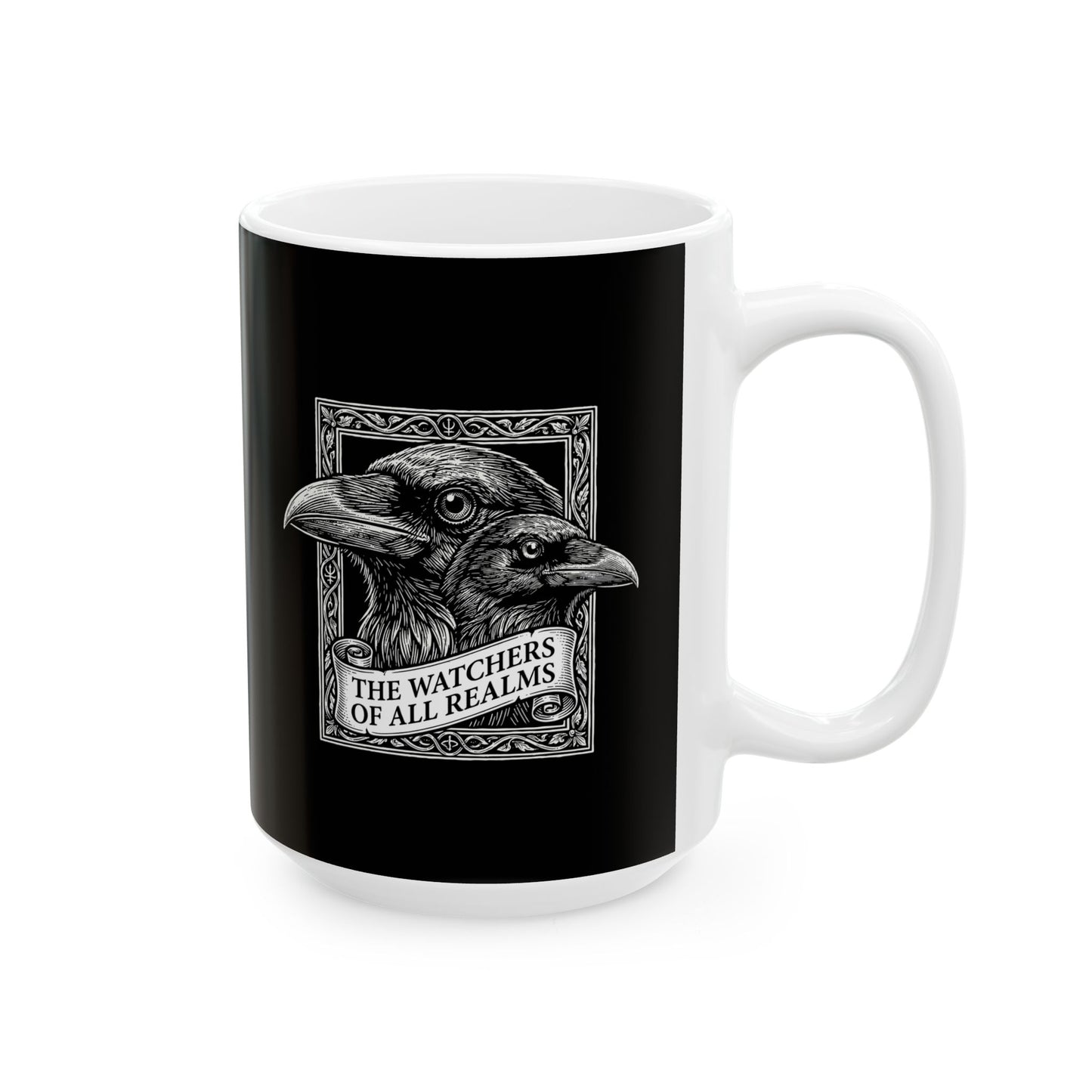 Huginn and Muninn Odin Ravens the Watchers Ceramic Mug, (11oz, 15oz)