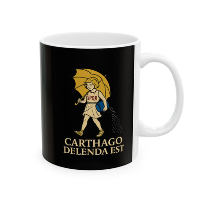 Carthago Delenda Est Morton's Salt Parody Ceramic Mug, (11oz, 15oz)