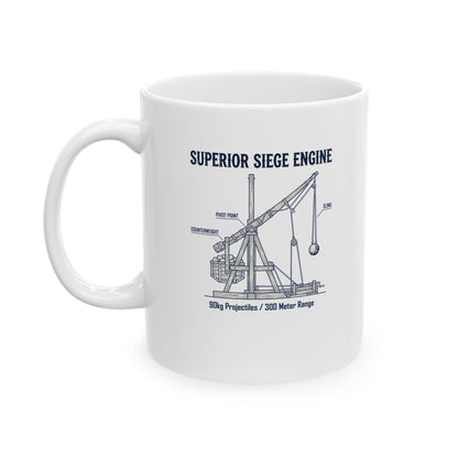 Trebuchet Schematic Siege Engine Ceramic Mug, (11oz, 15oz)