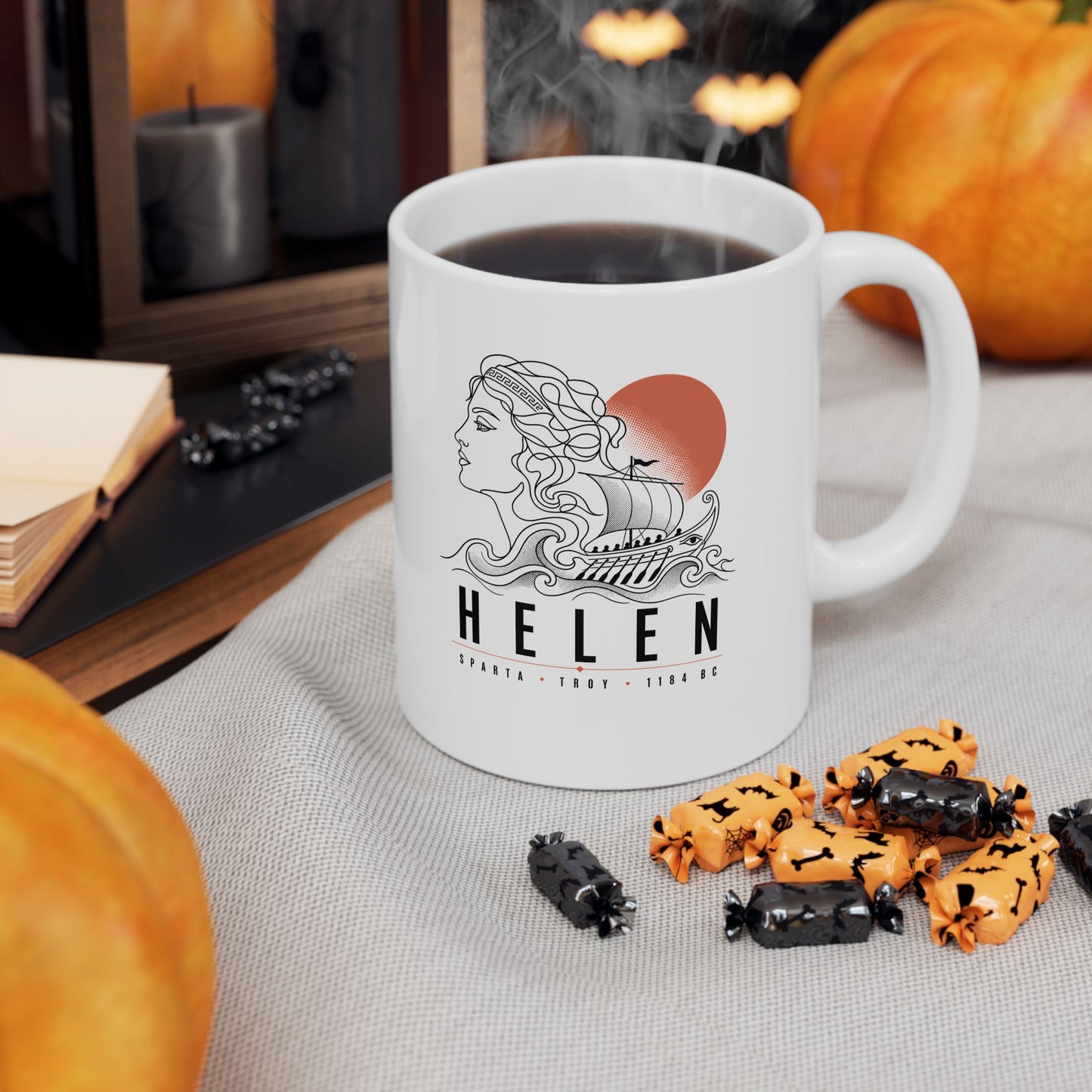 Helen of Troy Line Art Ceramic Mug, (11oz, 15oz)
