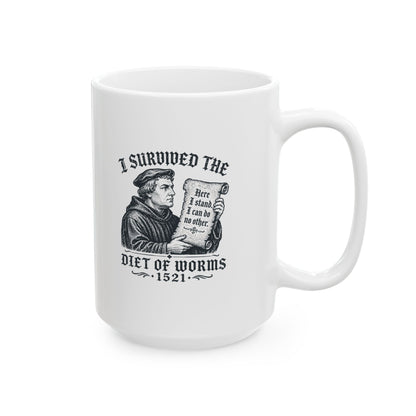 I Survived the Diet of Worms Ceramic Mug, (11oz, 15oz)
