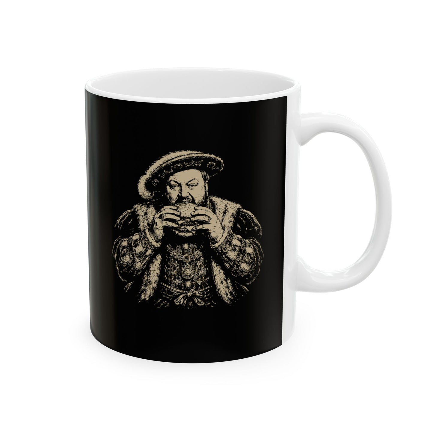 Henry VIII Eating a Burger Ceramic Mug, (11oz, 15oz)