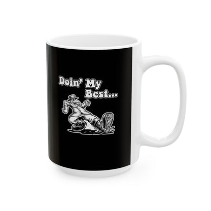 70s Style Black Plague Doctor Ceramic Mug, (11oz, 15oz)