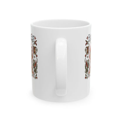 This is Fine Latin Medieval Tapestry Ceramic Mug, (11oz, 15oz)