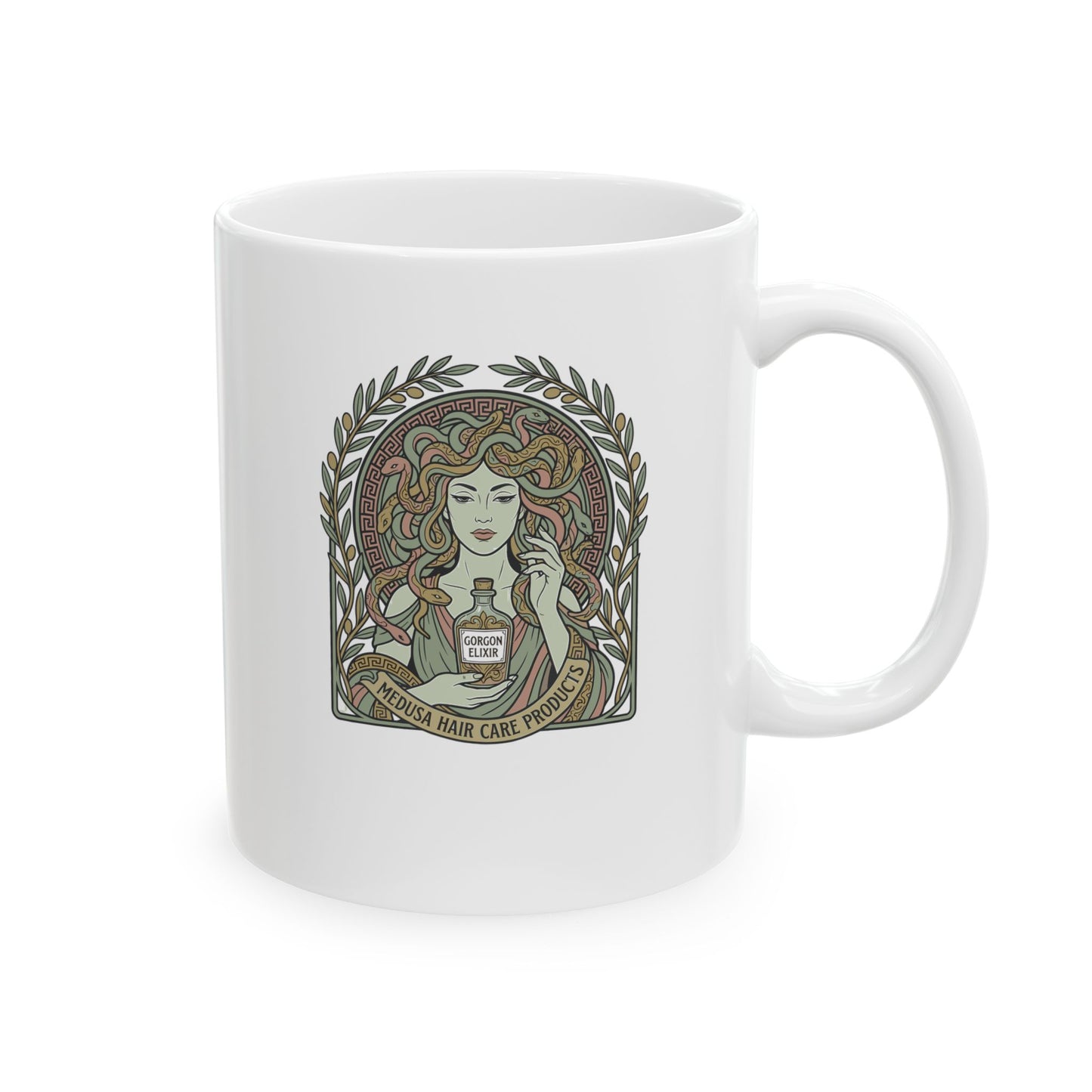 Medusa Hair Care Products Art Nouveau  Ceramic Mug, (11oz, 15oz)