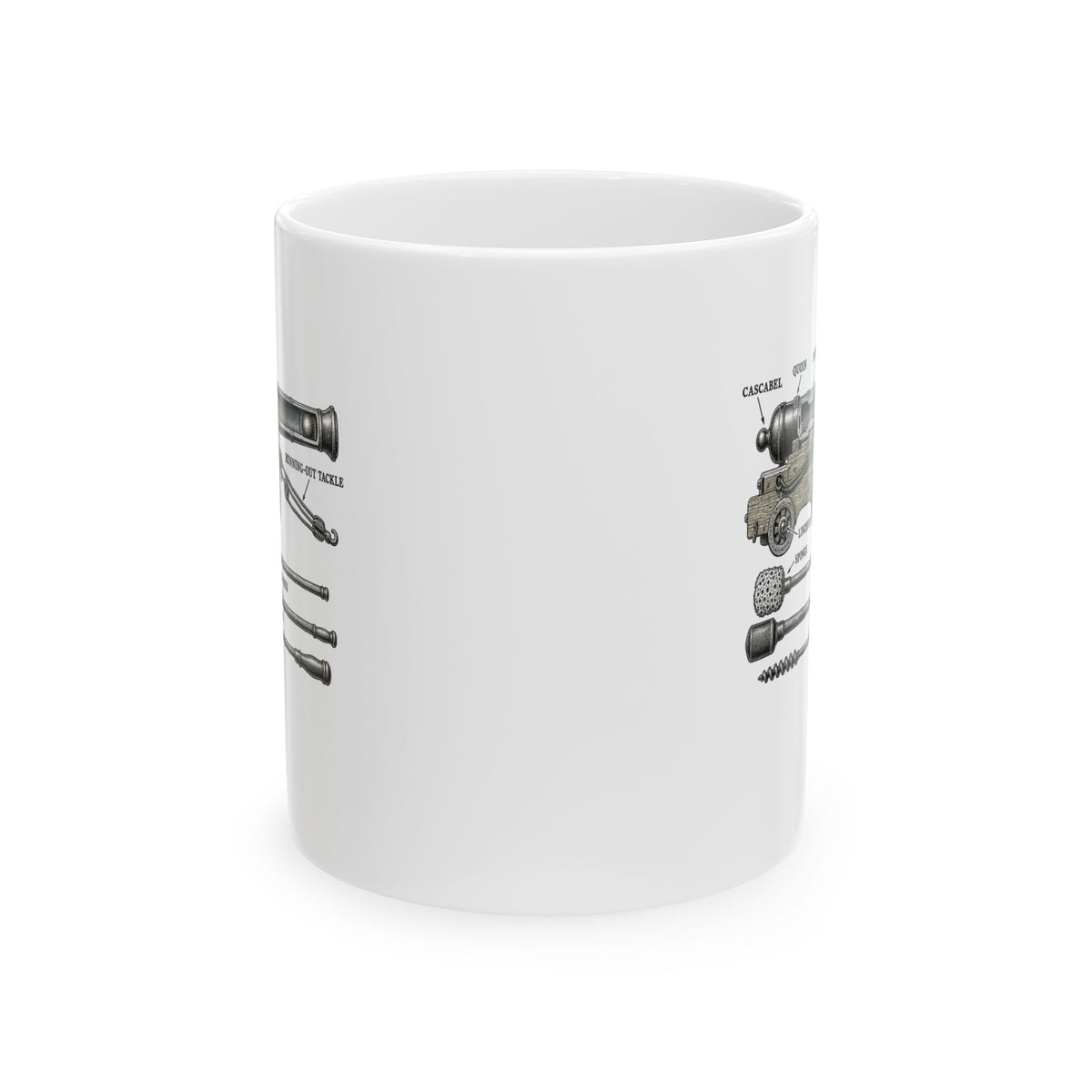 Naval Cannon Engraving Diagram Ceramic Mug, (11oz, 15oz)